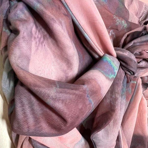 OH POLLY, High Neck Long Sleeve Mesh Bodysuit and skirt in Blush - Picture 8 of 11